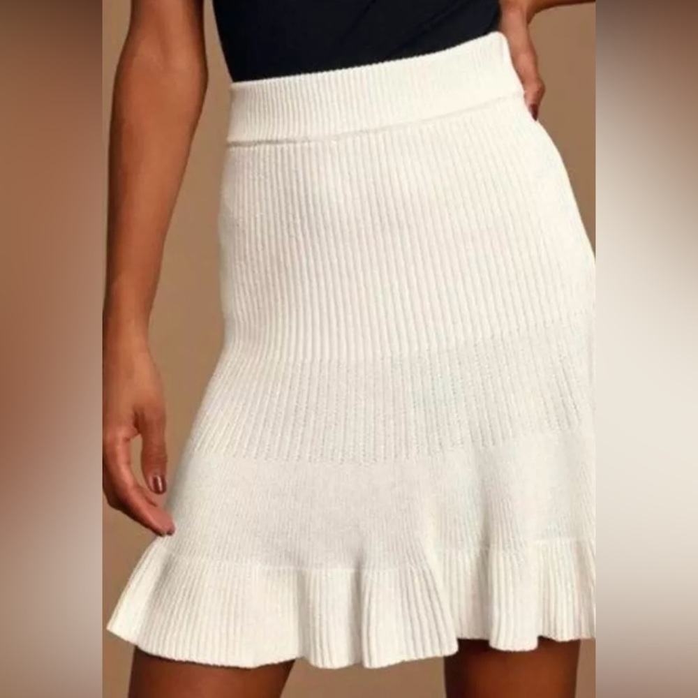 Free People Cream Knit Skirt - Size Large (NWOT)